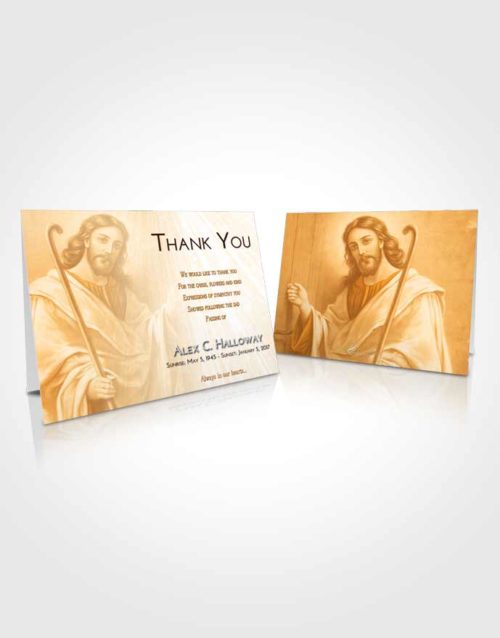 Funeral Thank You Card Template Golden Peach Life of Jesus