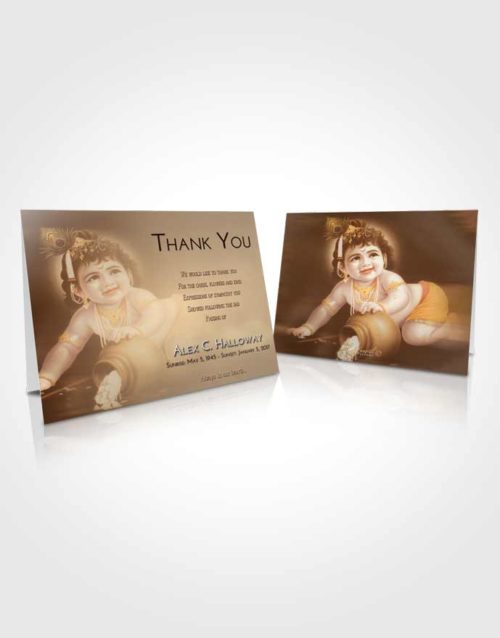 Funeral Thank You Card Template Golden Peach Lord Krishna Divinity