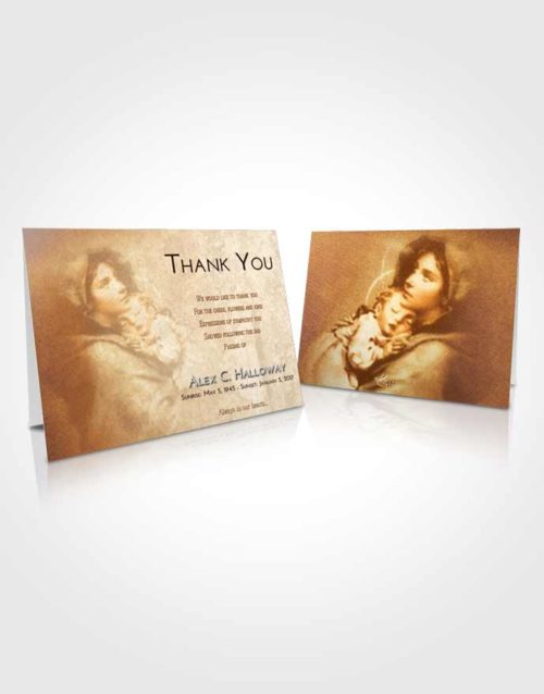 Funeral Thank You Card Template Golden Peach Mary and Jesus