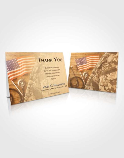 Funeral Thank You Card Template Golden Peach Military Medical