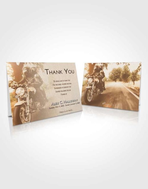 Funeral Thank You Card Template Golden Peach Motorcycle Days