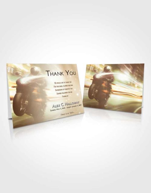Funeral Thank You Card Template Golden Peach Motorcycle Speed