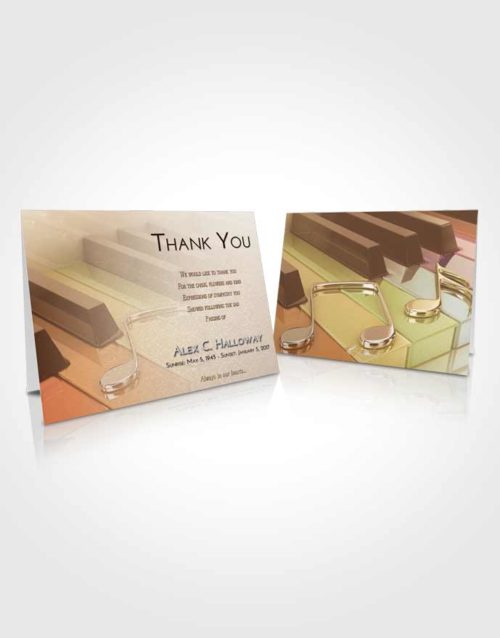 Funeral Thank You Card Template Golden Peach Piano Keys