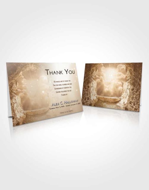 Funeral Thank You Card Template Golden Peach Rocky Gates to Heaven