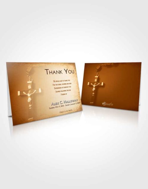 Funeral Thank You Card Template Golden Peach Rosary Love