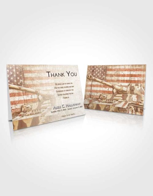 Funeral Thank You Card Template Golden Peach Soldier on Duty