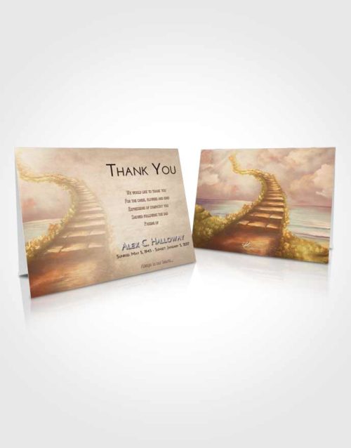 Funeral Thank You Card Template Golden Peach Stairway Above
