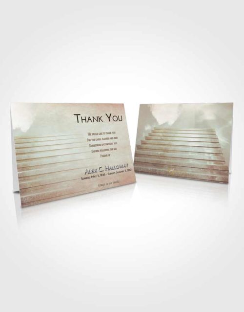 Funeral Thank You Card Template Golden Peach Stairway Into the Sky