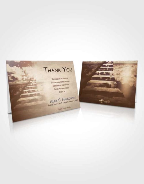 Funeral Thank You Card Template Golden Peach Stairway for the Soul