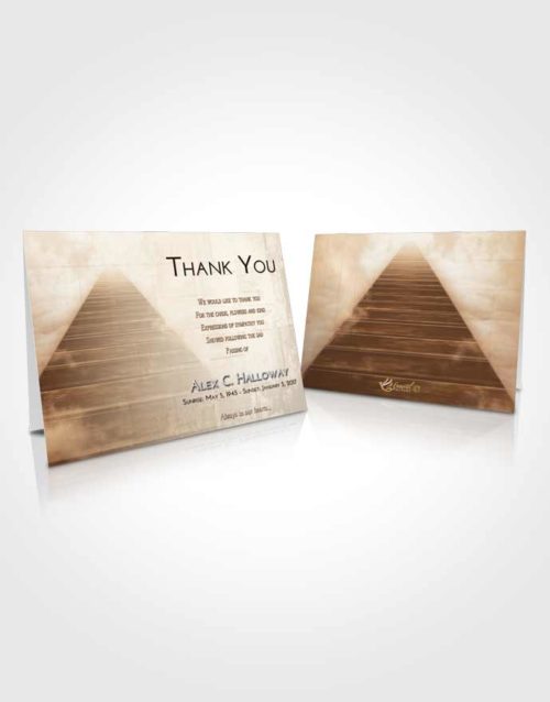 Funeral Thank You Card Template Golden Peach Stairway to Eternity