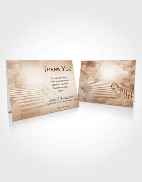 Funeral Thank You Card Template Golden Peach Stairway to Freedom