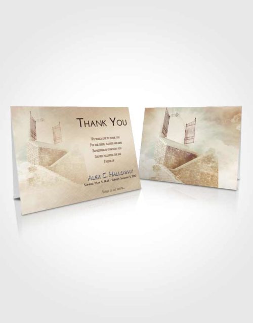 Funeral Thank You Card Template Golden Peach Stairway to the Gates of Heaven