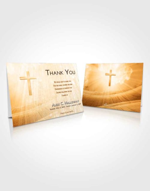 Funeral Thank You Card Template Golden Peach The Cross of Life
