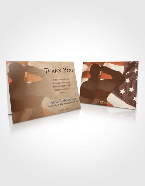 Funeral Thank You Card Template Golden Peach Veterans Honor