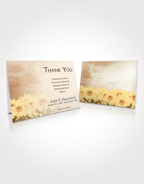 Funeral Thank You Card Template Golden Sunflower Bliss