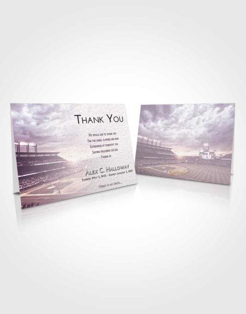 Funeral Thank You Card Template Lavender Sunrise Baseball Stadium
