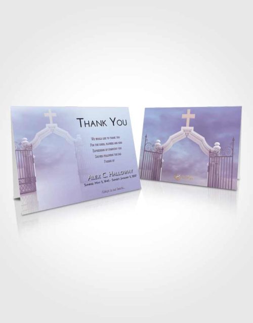 Funeral Thank You Card Template Lavender Sunrise Clear Gates For Heaven