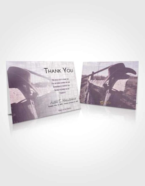 Funeral Thank You Card Template Lavender Sunrise Cowboy Honor