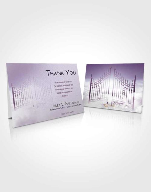 Funeral Thank You Card Template Lavender Sunrise Gates to Heaven