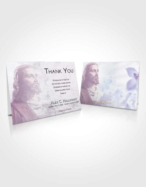 Funeral Thank You Card Template Lavender Sunrise Gaze of Jesus
