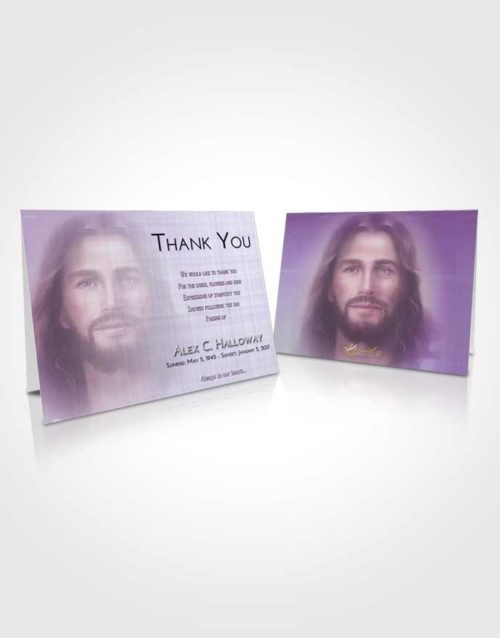 Funeral Thank You Card Template Lavender Sunrise Jesus in Heaven
