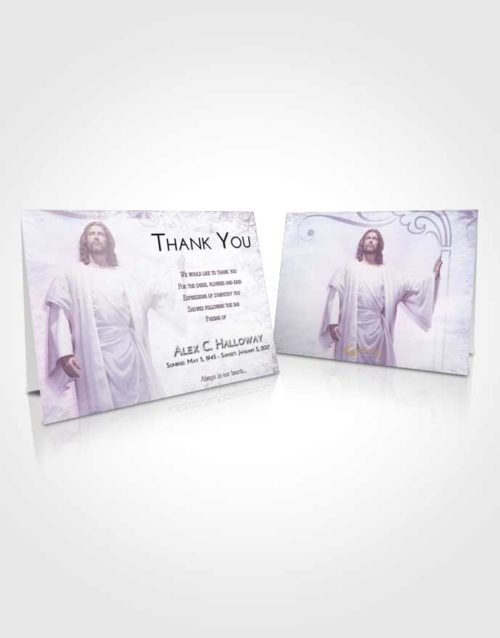 Funeral Thank You Card Template Lavender Sunrise Jesus in the Clouds