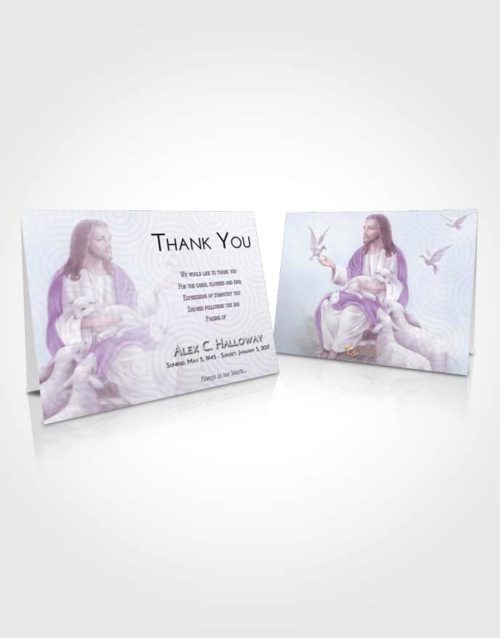 Funeral Thank You Card Template Lavender Sunrise Jesus in the Sky