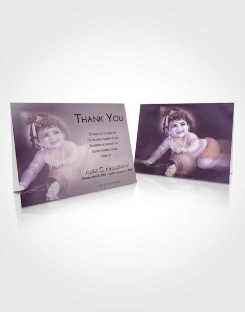Funeral Thank You Card Template Lavender Sunrise Lord Krishna Divinity