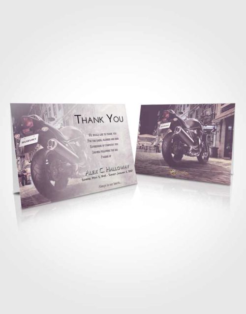 Funeral Thank You Card Template Lavender Sunrise Motorcycle Dreams