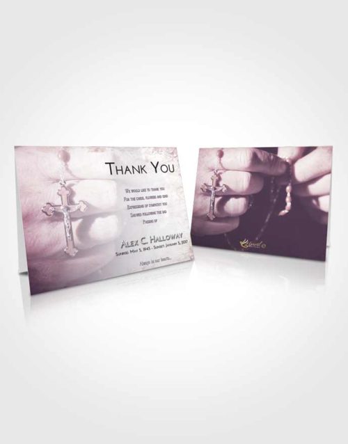 Funeral Thank You Card Template Lavender Sunrise Rosary Honor