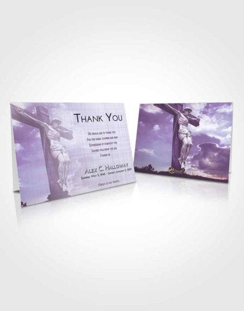Funeral Thank You Card Template Lavender Sunrise Spiritual Cross