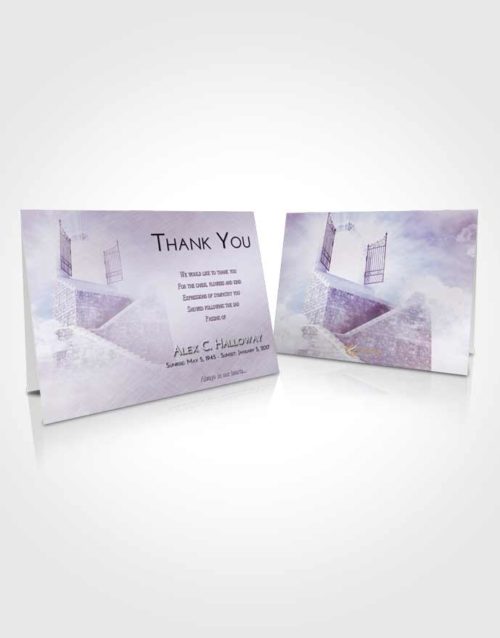Funeral Thank You Card Template Lavender Sunrise Stairway to the Gates of Heaven