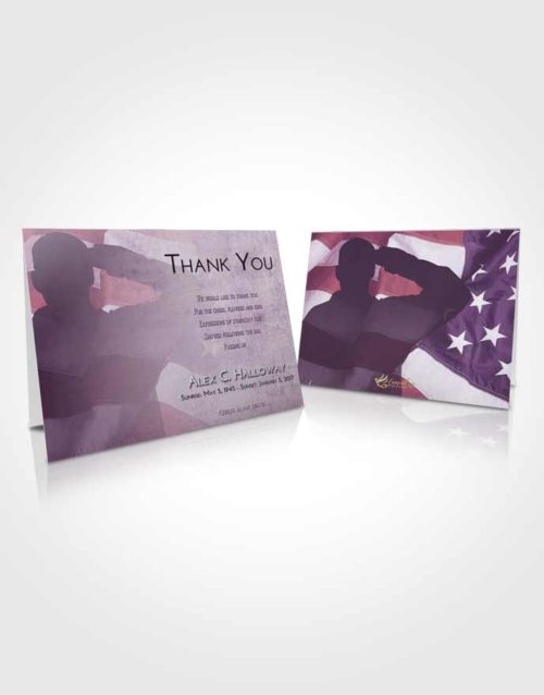 Funeral Thank You Card Template Lavender Sunrise Veterans Honor