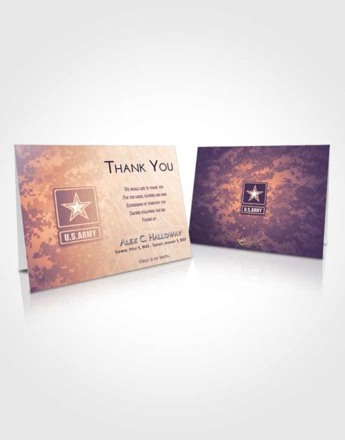 Funeral Thank You Card Template Lavender Sunset Army Duty