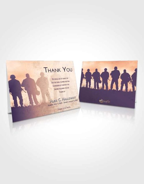 Funeral Thank You Card Template Lavender Sunset Army Faith