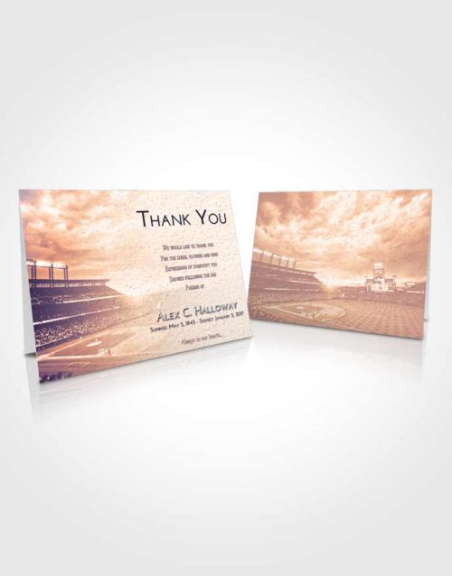 Funeral Thank You Card Template Lavender Sunset Baseball Stadium