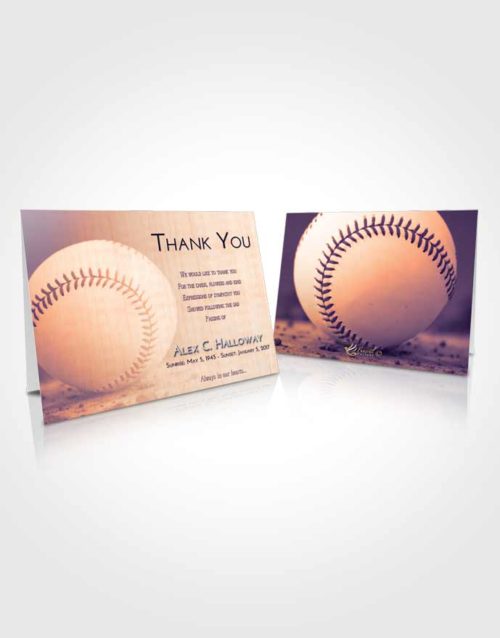 Funeral Thank You Card Template Lavender Sunset Baseball Victory