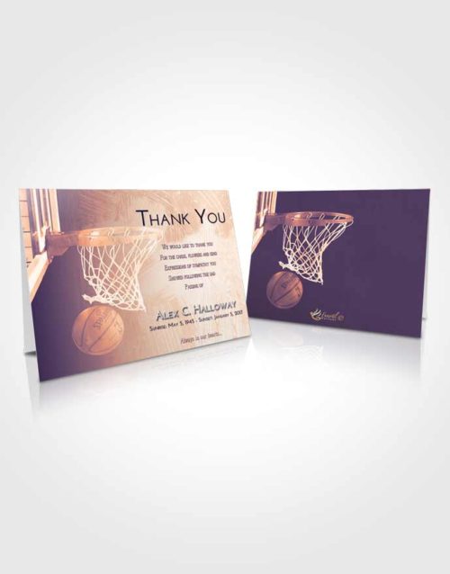 Funeral Thank You Card Template Lavender Sunset Basketball Journey
