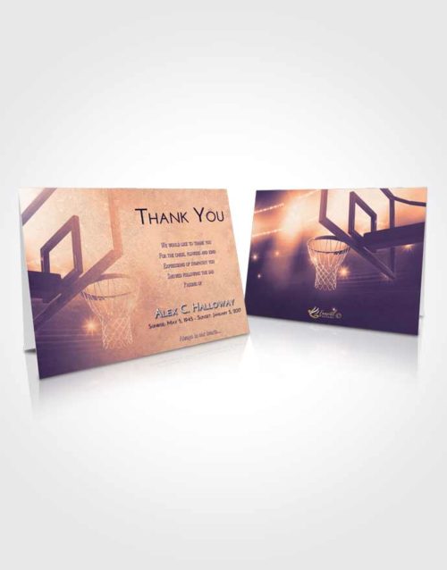 Funeral Thank You Card Template Lavender Sunset Basketball Pride