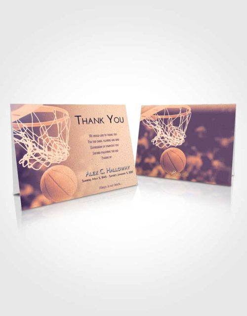 Funeral Thank You Card Template Lavender Sunset Basketball Swish