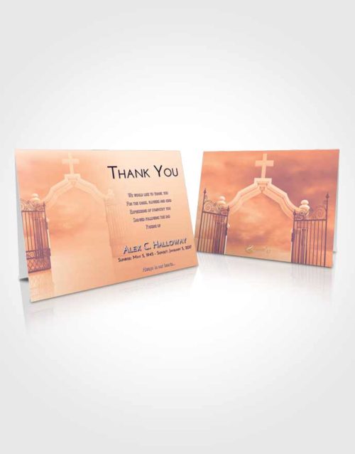 Funeral Thank You Card Template Lavender Sunset Clear Gates For Heaven