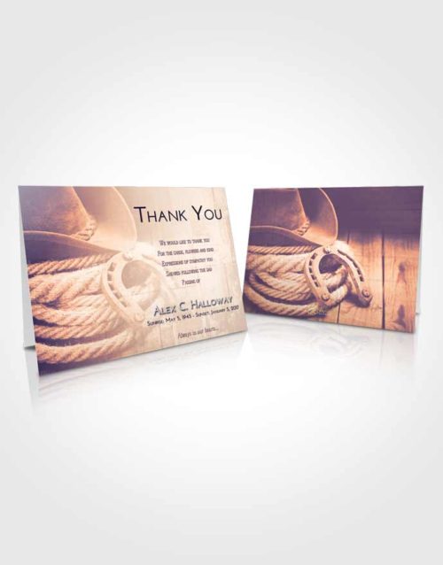 Funeral Thank You Card Template Lavender Sunset Cowboy Divinity