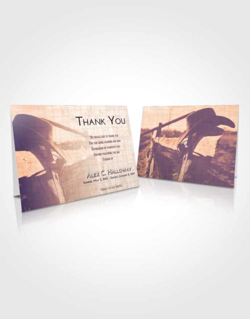 Funeral Thank You Card Template Lavender Sunset Cowboy Honor