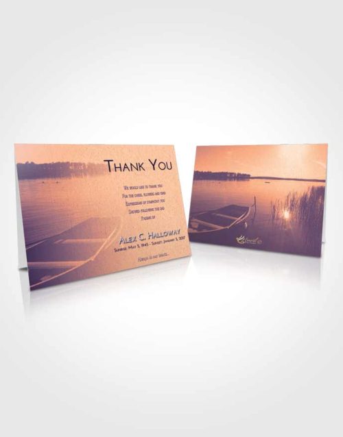 Funeral Thank You Card Template Lavender Sunset Fishing Boat