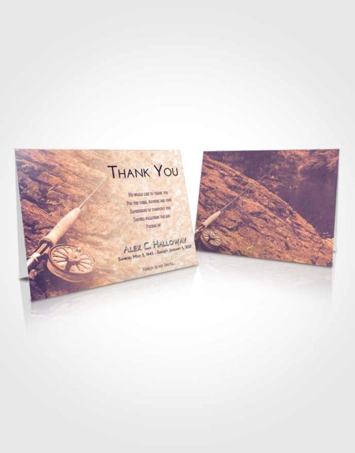 Funeral Thank You Card Template Lavender Sunset Fishing on the Rocks