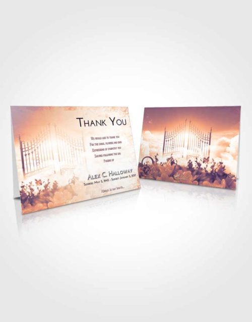Funeral Thank You Card Template Lavender Sunset Flowery Gates to Heaven