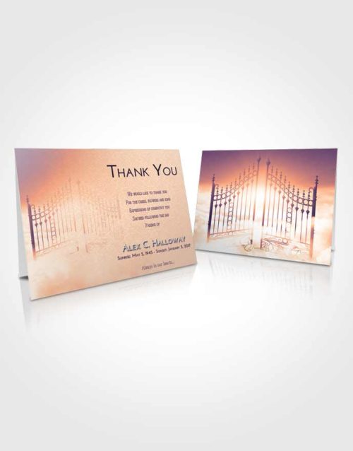 Funeral Thank You Card Template Lavender Sunset Gates to Heaven