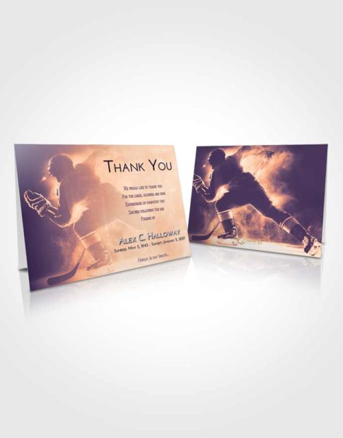 Funeral Thank You Card Template Lavender Sunset Hockey Paradise