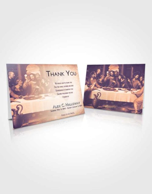 Funeral Thank You Card Template Lavender Sunset Jesus Last Supper