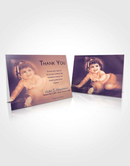 Funeral Thank You Card Template Lavender Sunset Lord Krishna Divinity